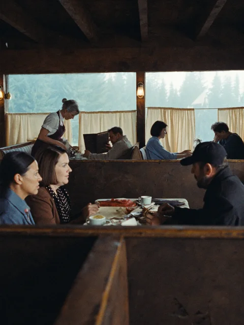 Diner customers occupied with breakfast